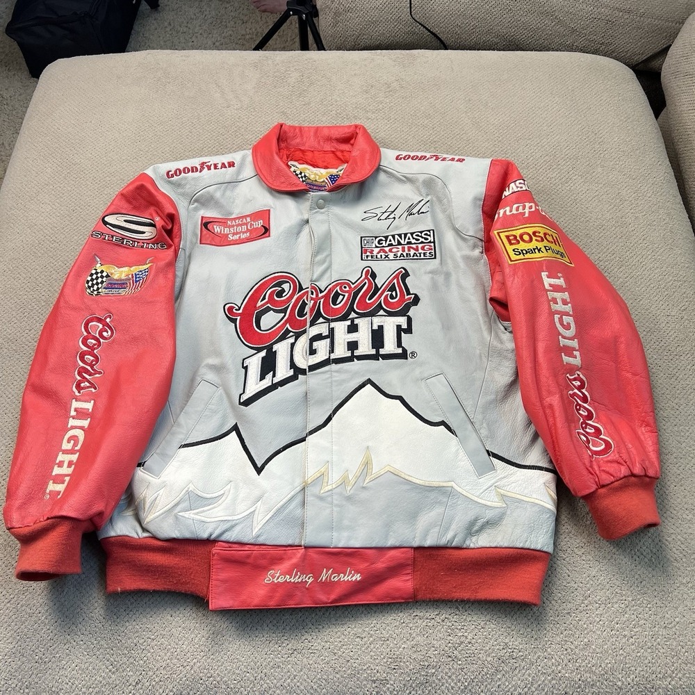 Vintage‎ JH Design Size XLarge Sterling Marlin Coors Light Leather Racing Jacket
